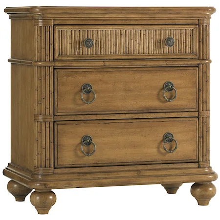 Three-Drawer Delray Nightstand with Bamboo Drawer Front Accents